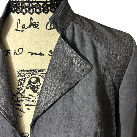 Studio Works Suede Snakeskin Print Full ZIP Jacket Sz 10 - Picture 5 of 11